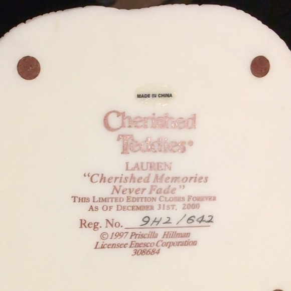 Cherished Teddies Limited Edition 2000 Brown and Cream Figurines - Picture 5 of 7